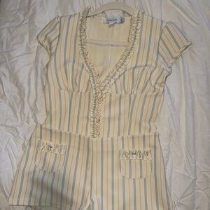 Tiger Mist Cream Ruffle Detail Top